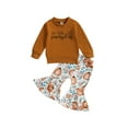thumbnail image 2 of Kids Toddler Baby Girl Halloween Outfits 6M 12M 18M 24M 3Y 4Y  Long Sleeve Sweatshirts Flare Pants 2Pcs Thanksgiving Clothes Set, 2 of 9