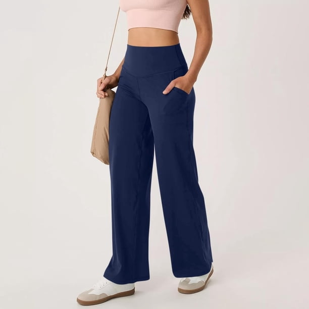 WILLBEST Pantalones Casuales para Mujer, Pantalones de Yoga de Pierna Ancha con Bolsillos, Pantalones Deportivos Holgados y Elásticos para Una Comodidad Durante Todo el Día. Extra Grande