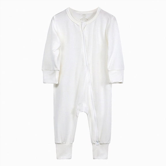 CAUYDY Baby Pajamas Unisex Preemie Sleeper Newborn Long Sleeve Romper Bodysuit Infant Boys Girls Fall Winter Clothes 0 3 6 9 12 18 Months Sizes 6,White