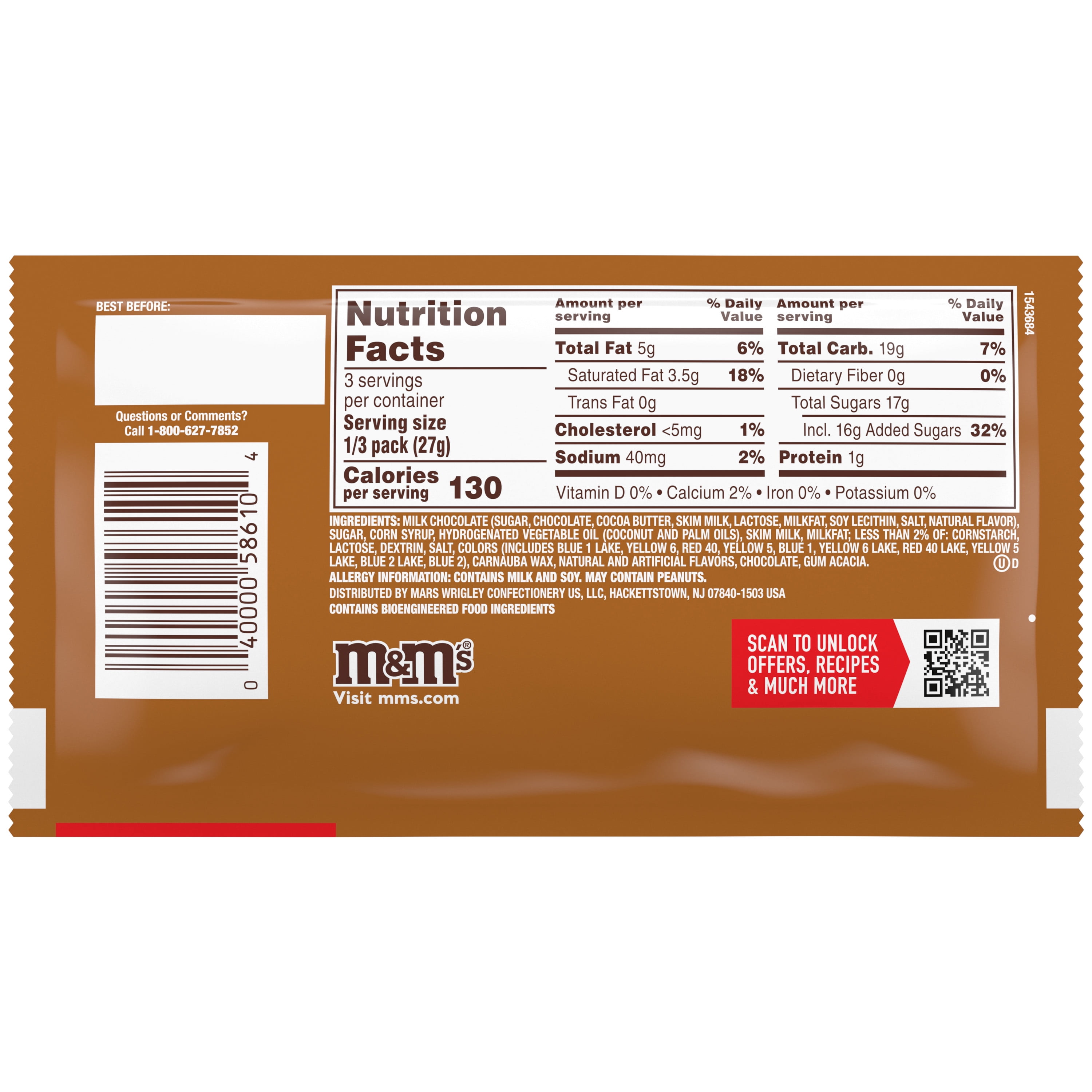 (4 pack) M&M's Caramel Cold Brew Milk Chocolate Candy, Share Size - 2.83 oz