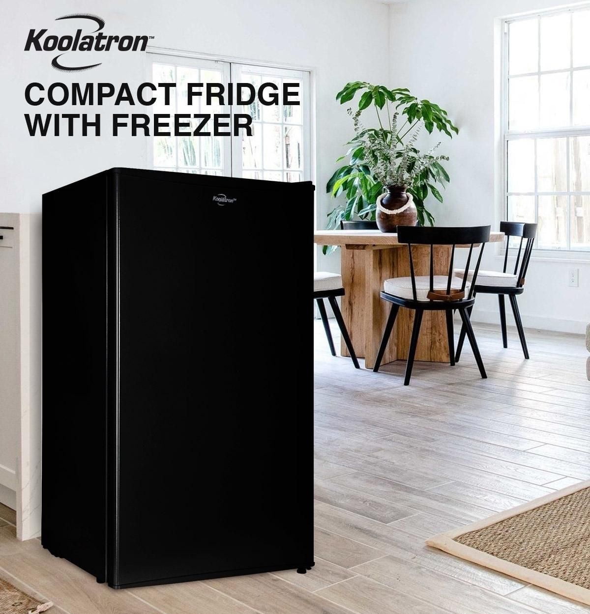 Koolatron Réfrigérateur compact de 3,2 pi³ avec congélateur, mini-réfrigérateur noir élégant pour la cuisine et le bureau