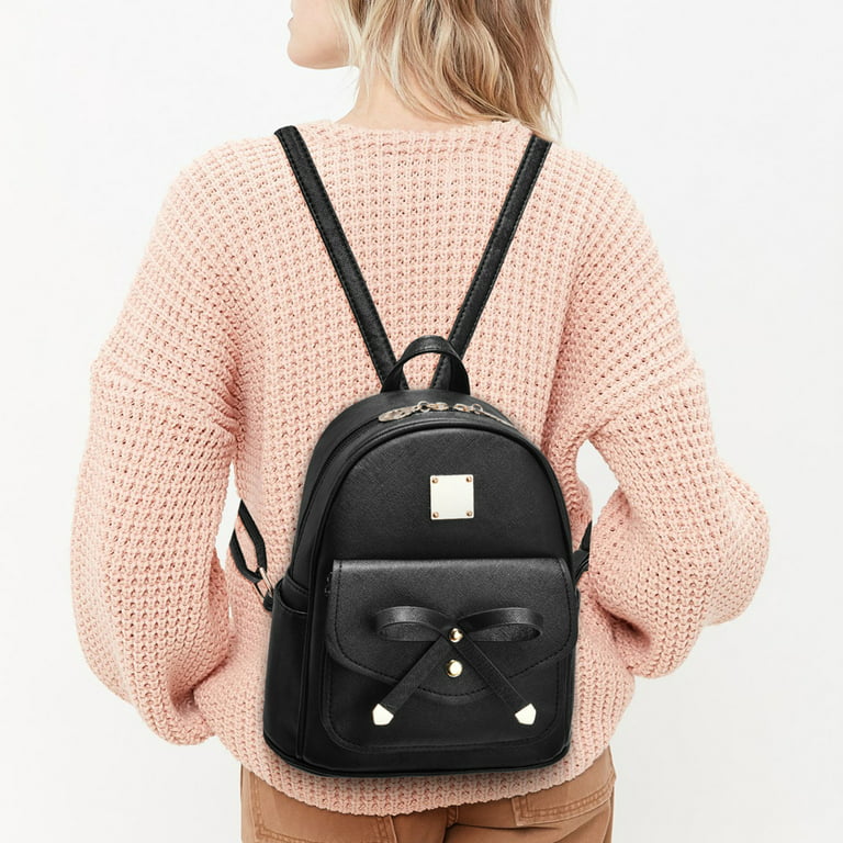 PU Leather Women Luxury Backpack Designer Shoulder Bag Ladies Printing  Backpacks for Girls School Bag with Mini Purse Decor