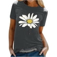 thumbnail image 1 of KIHOUT Nouveau Haut de Mode d'Été pour Femmes 2025, Haut à Manches Courtes Col Rond Décontracté Imprimé Gris Foncé 2TG, 1 of 5