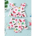 thumbnail image 3 of Bslissey Baby Girls 2Pcs Swimsuits Fruit Print Fly Sleeve Crew Neck Swim Tops + Ruffles Shorts Bikini Sets Infant Toddler Cute Summer Bathing Suits Beach Wear 3M-3T, 3 of 9
