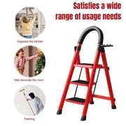 MAXVINI 3 Step Lightweight Folding Step Ladder Aluminum Step Stool with Widened Anti-Slip Strip Pedal Convenient Handgrip,Multi-use for Household and Office