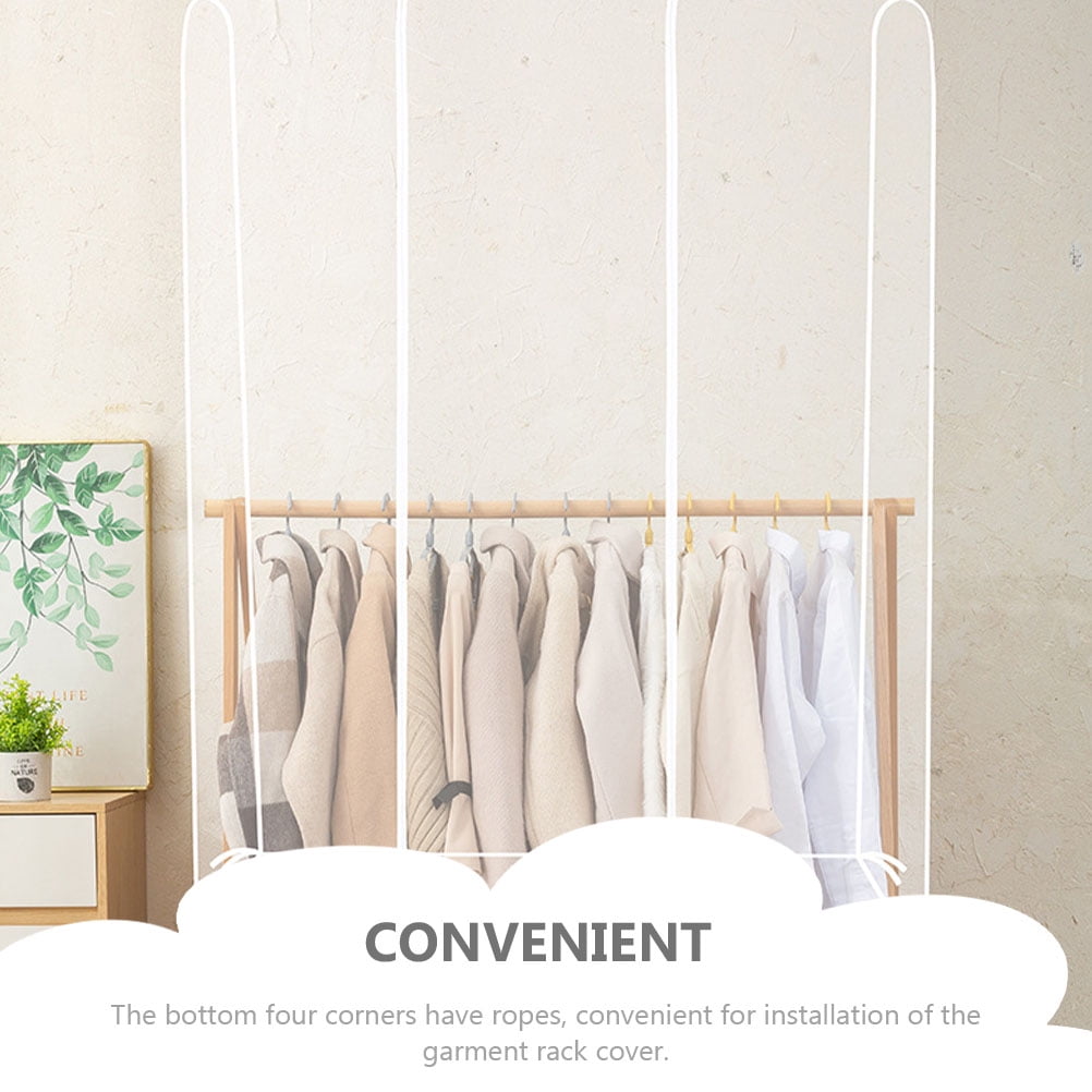 Clear Garment Rack Cover Clothes Rack Cover Hanging Clothes Storage Bag Waterproof Clothes Protector for Suits Coats Sweaters Shirts