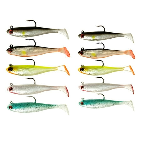 Symkmb 10 Pcs Soft Fishing Lures Paddle Tail Swimbait for Bass Fishing 6.4g 12.3g Fishing Lures for Saltwater Freshwater PVC
