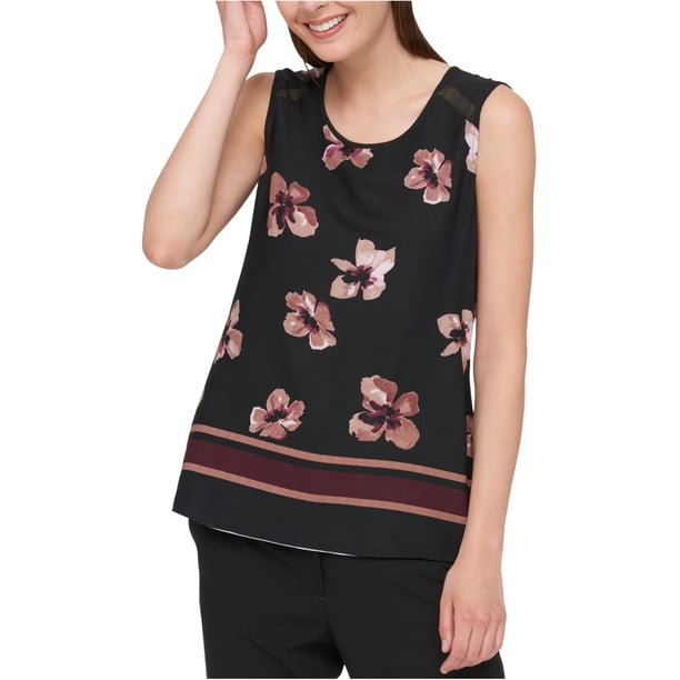 Tommy Hilfiger Blusa de punto floral para mujer, negro, mediano Tommy Hilfiger Tejer