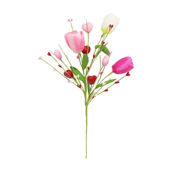 Cheapark Valentine's Day Tulips Berry Flower Arrangement - DIY Artificial Floral Decor for Home Table Mother's Day Romantic Gift Decoration