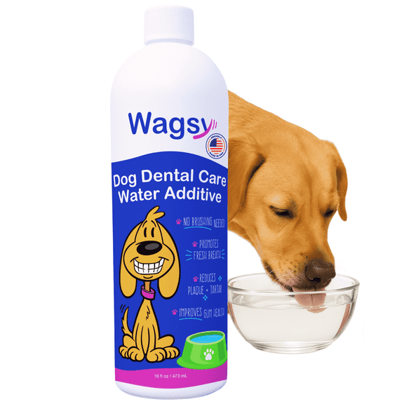 Wagsy Dog Breath Freshener & Dental Water Additive – Naturally Derived Dog Mouthwash for Bad Breath, Plaque, Tartar & Teeth Cleaning