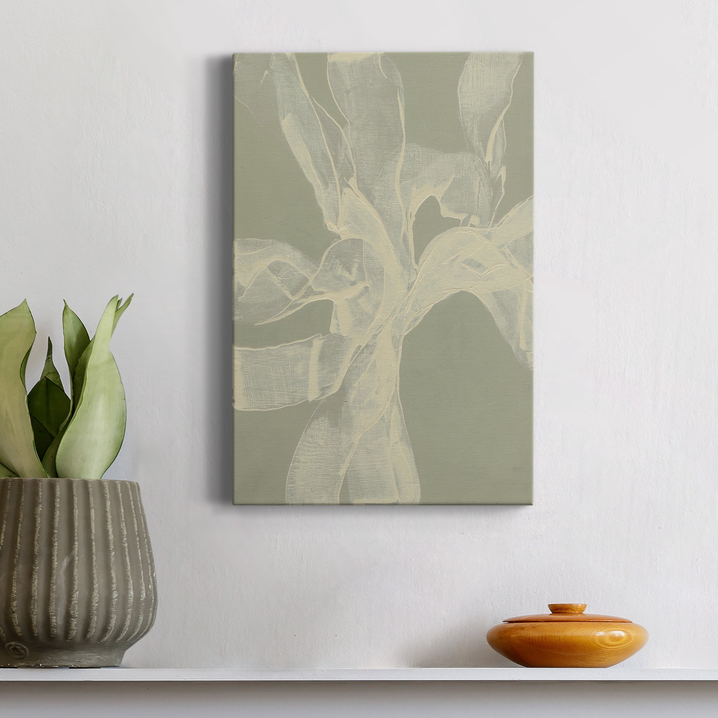 White Ribbon on Celadon II Premium Gallery Wrapped Canvas - Ready to Hang