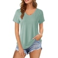 thumbnail image 3 of CAIXIA Workout Tops Womens V Neck Short Sleeve T Shirts Moisture Wicking Yoga Gym Running Hiking Athletic Tee,Light Green, 3 of 5
