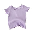 thumbnail image 4 of HUITKMM Girls Shirts Size 7-8 Crisscross Back Short Sleeve Solid Casual Summer Top, 4 of 4