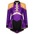 thumbnail image 2 of Kids Girls Ringmaster Circus Marching Band Team Uniforms Halloween Theme Party Dress Ups Purple 16, 2 of 7