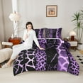 thumbnail image 4 of Homewish Zebra Cheetah Print Full Size Comforter Sets for Adult, Chic Purple Lines Bedding Comforter Set, Leopard Giraffe Wildlife Reversible Bedding Sets, Ultra Soft Bedroom Decor, 3 Pieces, 4 of 8