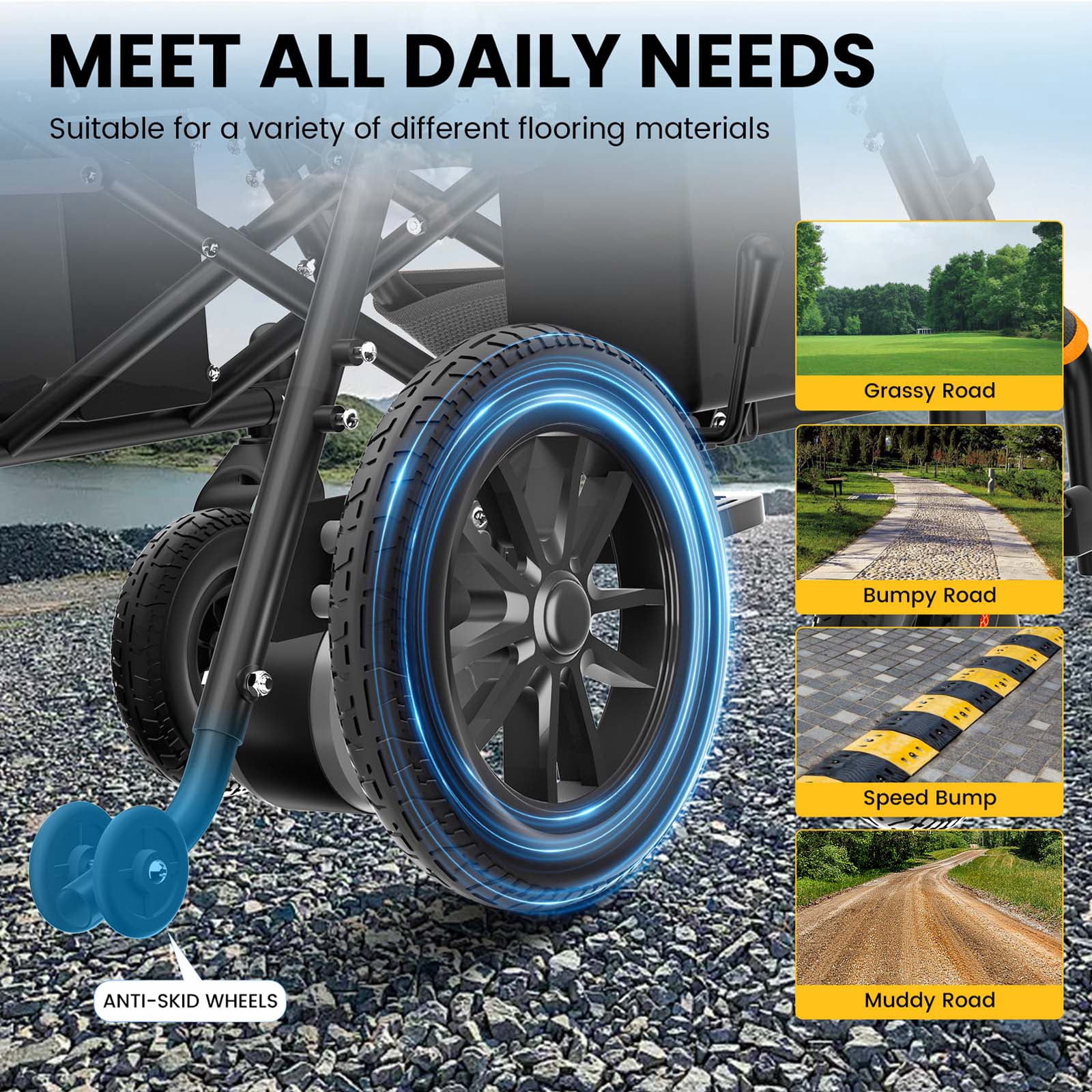COOLHUT Foldable Electric Wheelchair, 20+ Miles Long Range Motorized Electric Wheelchair, Senior-Friendly Power Chair with 360° Joystick, All Terrain Smart Mobility Scooter, Black