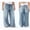 Light Blue, variant on SUNSIOM Women’s Mid Rise Washed Jeans Crossover Wide Leg Loose Denim Pants Trousers with Pockets