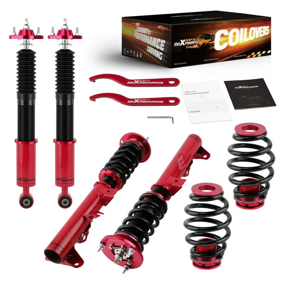 maXpeedingrods Coilovers for BMW E36 1992-1999, 24 Levels Damping Adjustment Coilovers Suspension Kit, Height Adjustable Shock Absorber Struts, Lowering Kit, Red