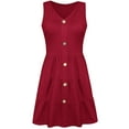 thumbnail image 4 of Women's Summer Sleeveless V Neck Button Down Casual Pocket Swing Short Dress, 4 of 6