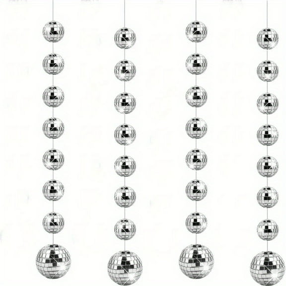 32pcs Mini Disco Balls-1&2Inch Hanging Glittery Disco Ball Decor, Silvery Reflective Mirror Balls, Ideal for Disco Party Decorations, 70s Party Decorations, Disco Ball Garland, Festival Wedding Decor
