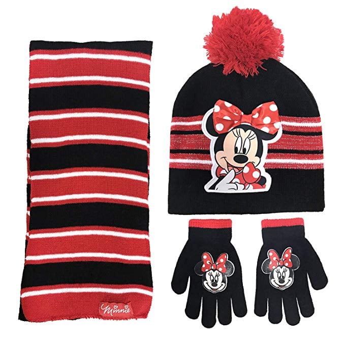 GIRL'S DISNEY MINNIE MOUSE WINTER  HAT & SCARF SET GOOD QUALITY