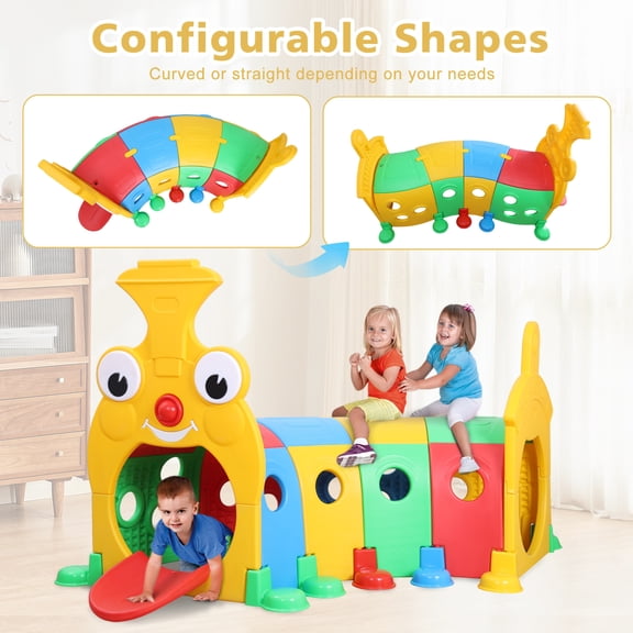 Kids Play Tunnel with Large Space Length Adjustable, Spacious Climbing Area Baby Tunnel Outdoor Indoor Play Toy, Toddler Crawl Tunnel Toy Stable Structure Play Tunnel Toy-1 Set