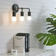 thumbnail image 4 of 3-Light Black & Gold Wall Sconce - Modern Minimalist Bathroom Vanity Hallway Lighting Industrial Exposed Bulb Wall Lamp Fixture, 4 of 4