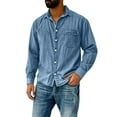 thumbnail image 2 of Men's Casual Long Sleeve Shirt with Classic Collar and Chest Pocket for Everyday Comfort in Autumn and Winter Seasonal Everyday Wear for Men's Shirts Blue 3XL, 2 of 5