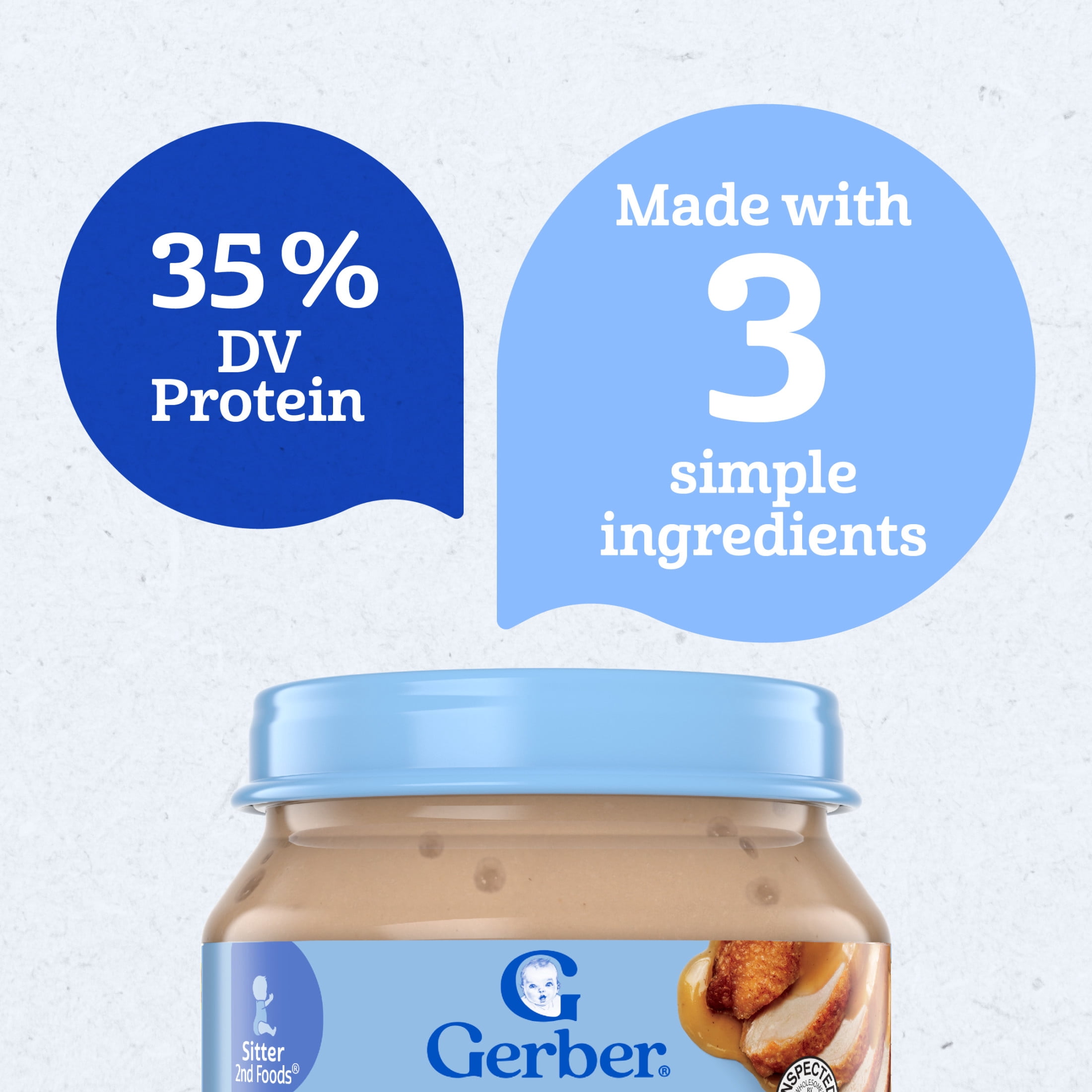 (3 pack) Gerber Stage 2, Chicken and Gravy Jar, Baby Food, Mealtime Poultry Puree 2.5 oz