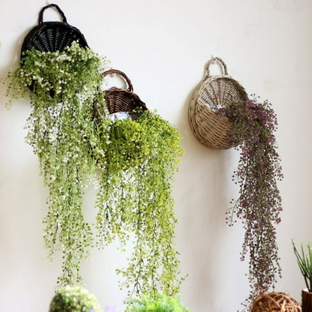 - Moaere Hand Made Decorative Wicker Hanging Flower Basket Rattan Plant Vine Wall Basket for Home Wedding Party