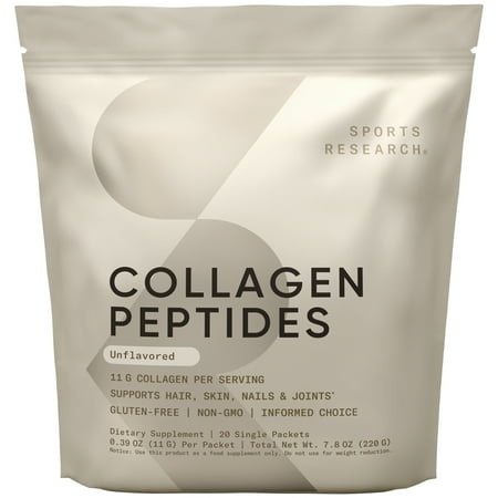 Sports Research® Collagen Peptides Hydrolyzed Type 1 & 3 Protein Supplement - Women & Men (20 Servings)