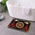 thumbnail image 3 of FJPT Non Slip Flannel Polyester Floor Mat With Traditional Chinese Design Red Flowers And Golden Patterns For Bathroom Kitchen Bedroom Decor 31.5x19.7 inch, 3 of 5