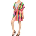 thumbnail image 2 of LA LEELA Women's Summer Tropical Beach Loose Casual Kimono Tops Beachwear Duster Cardigan Cover up Kimonos for Women 2X-3X Carol, Vertical Stripes, 2 of 4