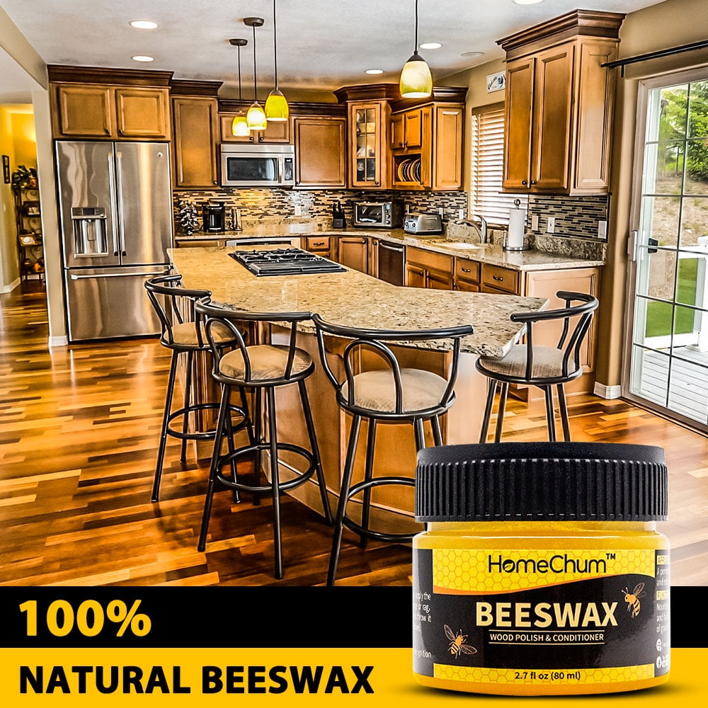 HomChum Yellow Beeswax, Wood Seasoning Beewax, Multipurpose Natural Wood Wax  Traditional Beeswax Polish for Furniture, Floor, Tables, Chairs, Cabinets,  Christmas Gifts, 10fl oz 