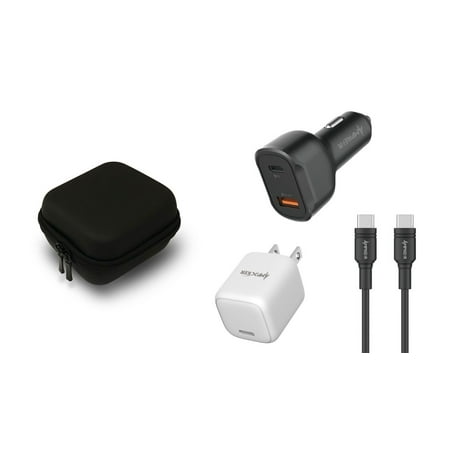 

Premium Charging Bundle for TCL Stylus 5G: 36W Ultra Fast Dual Port (Type-C PD) Car Charger 20W USB-C Wall Charger USB-C to USB-C Cable Compact Pouch Case - Black