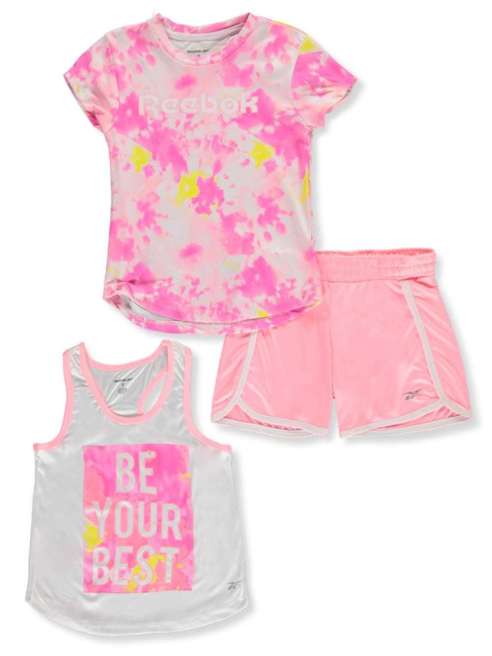Reebok Girls 3-Piece Shorts and T-Shirt Set
