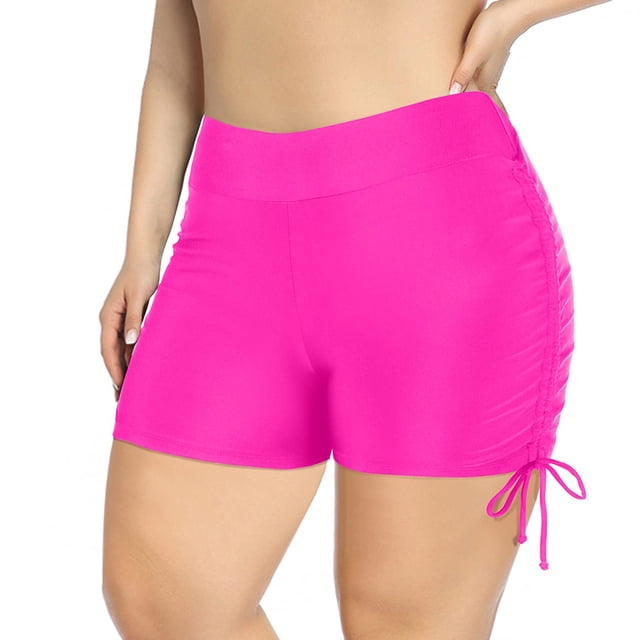 CAICJ98 Shorts de Bain pour Femmes Taille Haute Standard Maillot de Bain Couverture Rose Vif,m