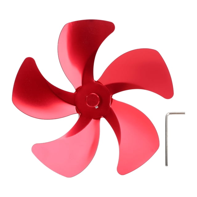 Aspas de repuesto para ventilador de estufa, de aleación de aluminio, para mejorar la circulación del aire caliente, para chimenea, 5 aspas, color rojo