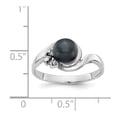 thumbnail image 2 of Solid 14k Yellow Gold 6mm Black Freshwater Cultured Pearl Diamond Ring Band Size 7 (.045 cttw.), 2 of 3