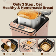 Rosewill 25-in-1 Automatic Bread Maker, 2 lb Capacity, 700W Dual Heater, Nonstick Pan, 15-Hour Delay Start, Cinnamon
