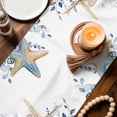 thumbnail image 2 of Blue Eucalyptus Coastal Cotton Linen Table Runner for Dining Kitchen, Beach Starfish Shell Nautical Wedding Outdoor Party Tablerunners Decoration, Dresser Scarf Coffee Tablecloth Runners 13x70 Inches, 2 of 9