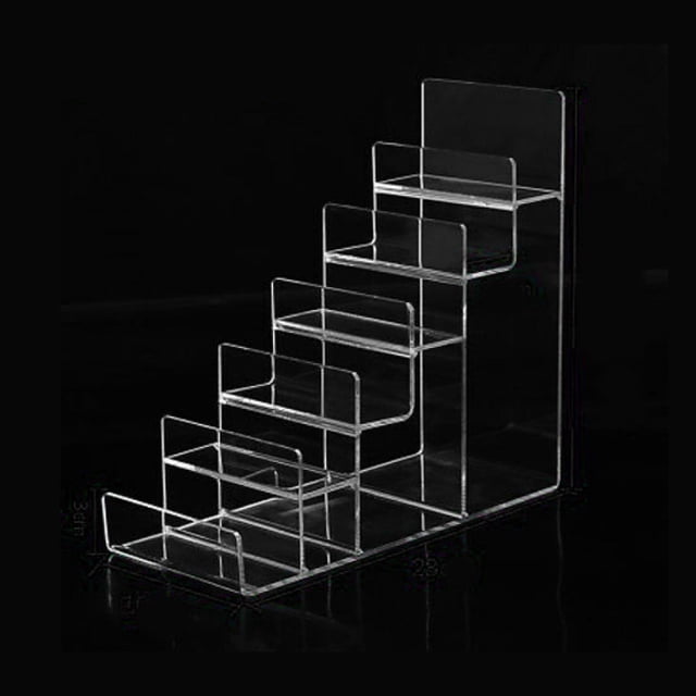 Acrílico Riser Display Shelf Bolso monedero Gafas Cosmetic Display Stand 6 Tiers 6 niveles Sharpla Estante de exhibición vertical