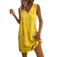 thumbnail image 3 of Summer Short Dresses for Women 2026 Plus Size Floral Printed V-Neck Sleeveless Casual Summer A-Line Loose Dress with Pockets, 3 of 8