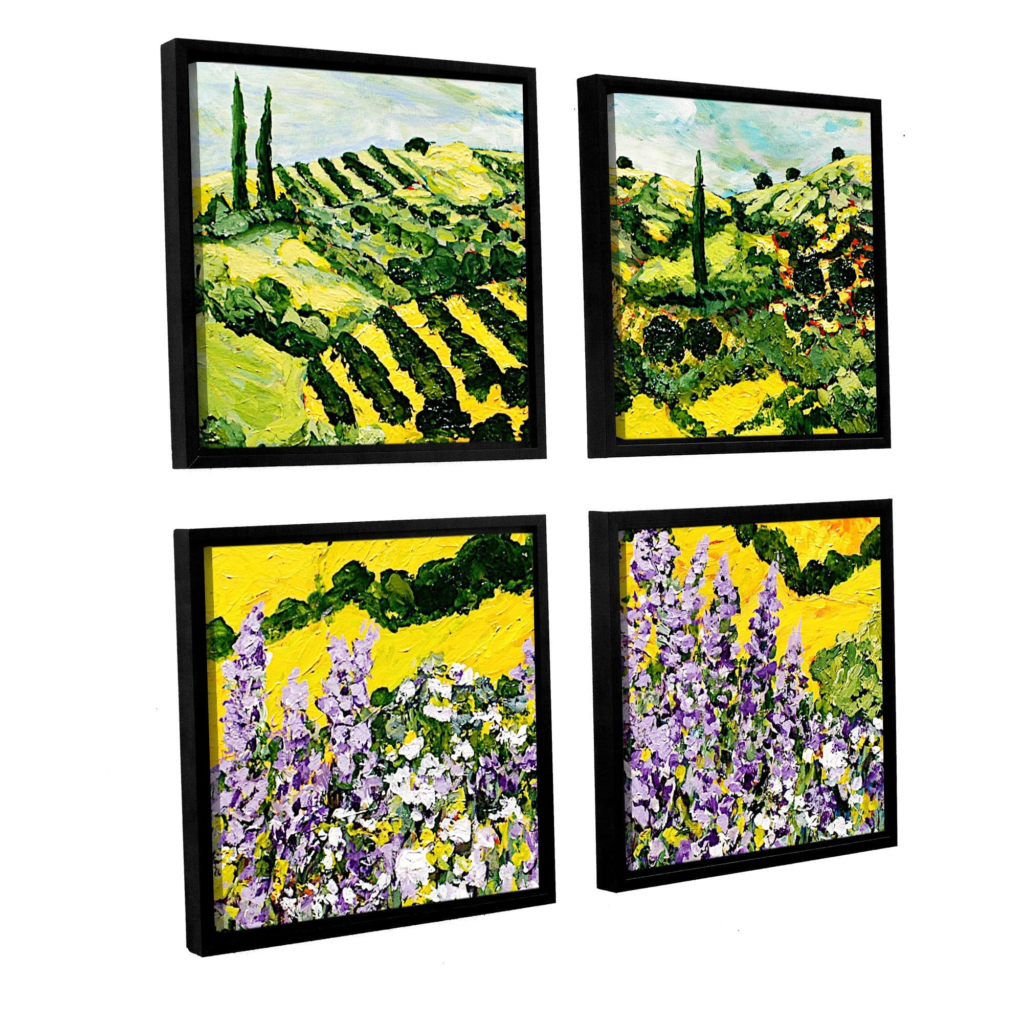 ArtWall Allan Friedlander "Down the Hill" 4-Piece Floater Framed Canvas Square Set