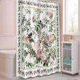 thumbnail image 5 of Shower Curtain Spring Pink Flower Green Leaves Shower Curtains for Bathroom Decor, Waterproof Polyester Shower Curtain Set with Hooks, Extra Long 72" x 96" Bird Branches, 5 of 9