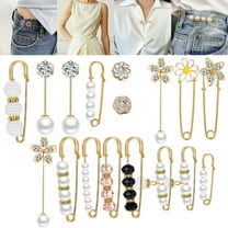 17 Pieces Pearl Brooch Pins Sweater Shawl Clips Faux Pearl Rhinestones Collar Safety Pin for Women Clothing Dresses Decoration Accessories with Storage Box