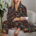 thumbnail image 6 of Fuzoiu BBQ Barbecue Grill Print Women's Long-Sleeved Pajama,Lounge Button Down Nightwear,Womens Notch Collar Pajama Set-XX-Large, 6 of 7