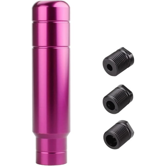 Aluminum Weighted Manual Shift knobs, Long Stick Shift Knob Gear Shifter Knobs, Car Accessories Lever Cover Head Universal Shifter Knobs with 3 Threaded Adapters (Purple)