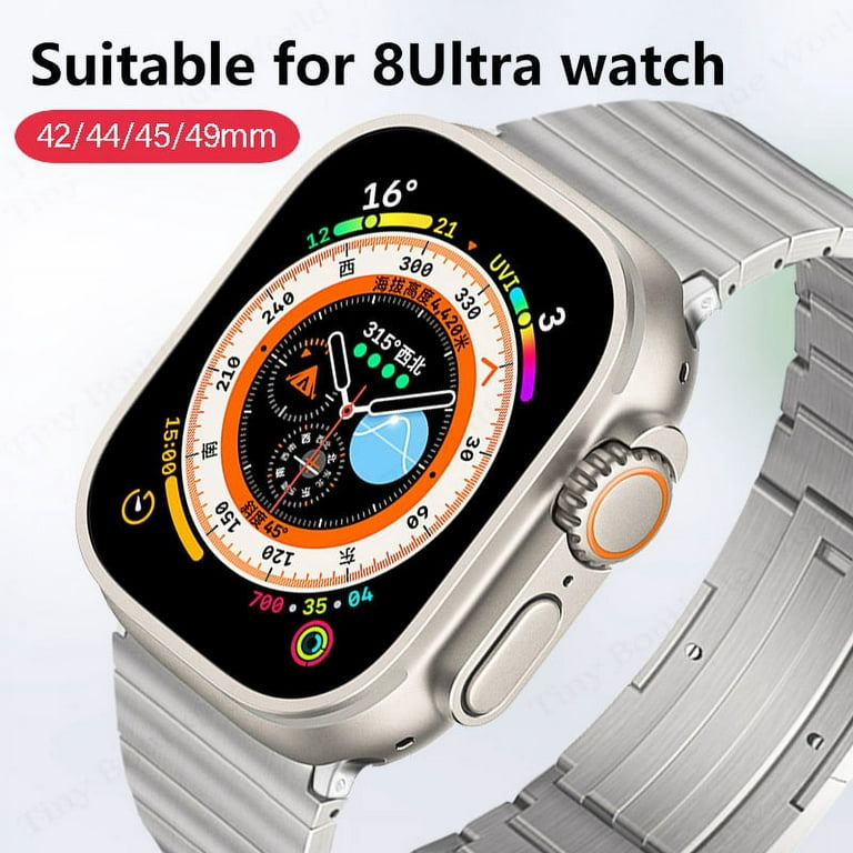 Apple Watch Ultra 49mm Titanium Polished to Stainless Steel Look with Custom
