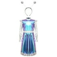 thumbnail image 4 of TiaoBug Kids Girls Alien Outerspace Dress-up Metallic Robot A Line Dress with Feeler Headband Blue 8, 4 of 7